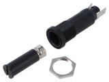 Clemă pe panou SCHURTER FEC 10A 500V pentru siguranțe 6,3x32mm neagră