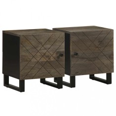 vidaXL Noptiere, 2 buc., negru, 40x33x46 cm, lemn masiv de mango 4017681