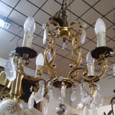 Boem candelabru din bronz și cristale in stil francez