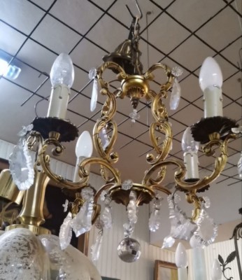 Boem candelabru din bronz și cristale in stil francez foto