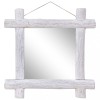 Oglindă decorativă vidaXL, ramă bușteni lemn masiv reciclat, 70x70 cm, alb
