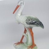 Bibelou portelan romanesc vechi, vintage - Pasare, barza - 24 cm h