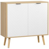 Dulap Modern HOMCOM cu Rafturi Reglabile, Design Anti-Inclinare, Mult Spațiu de Depozitare, PAL, Natural și Alb, 77x35x77,5cm | Aosom Romania