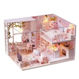 Casuta De Asamblat DIY in miniatura roz, Joc interactiv, educational, Dimensiuni: 24, 5 X 20, 5 X 15, 5 cm