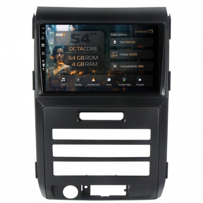 Navigatie Ford F150 (2008-2014) 4GB RAM Android 13 Octacore Slot Sim 4G DSP GPS Wi-FI Carplay Android Auto USB Bluetooth Waze Touchscreen 9 inch