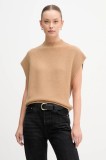 United Colors of Benetton vestă din amestec de l&acirc;nă culoarea verde, cu turtleneck, 1244D10EF