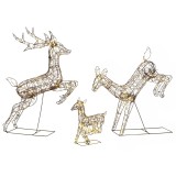 Outsunny Set 3 reni luminoși de Crăciun pentru exterior, 120 cm, 200 LED-uri alb cald, 8 moduri de iluminare, timer, maro | Aosom Romania