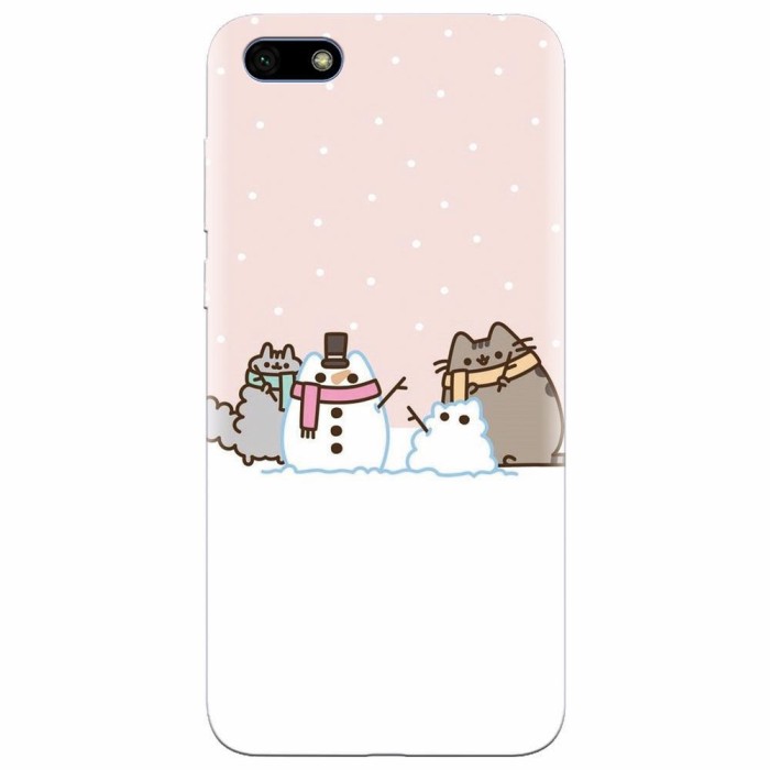 Husa silicon pentru Huawei Y5 Prime 2018, Cat And Snowman