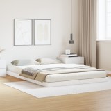 VidaXL Cadru de pat de podea, alb, 140x210 cm, lemn masiv de pin