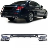 Difuzor sportiv posterior cu tevi de esapament cromate, potrivit pentru Mercedes E-Class W213 fara linia de design A Performance AutoTuning