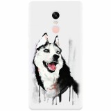 Husa silicon pentru Xiaomi Redmi Note 5A Prime, Husky Dog Watercolor Illustration