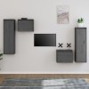 Gossi comode tv, gri, 4 buc., lemn masiv de pin