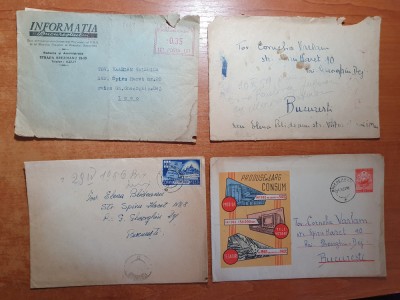 lot 12 - 4 plicuri circulate prin posta -in toate sunt si scrisori-anii &amp;#039;50 -&amp;#039;60 foto