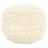 VidaXL Taburet puf macrame lucrat manual, 45 x 30 cm, bumbac