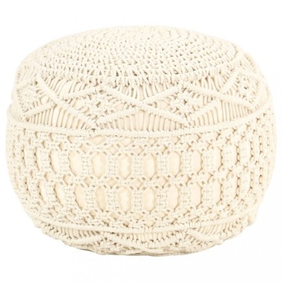 vidaXL Taburet puf macrame lucrat manual, 45 x 30 cm, bumbac foto