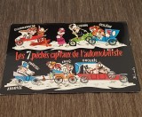 Carte Poștală Umoristică Vintage &ndash; &bdquo;Les 7 P&eacute;ch&eacute;s Capitaux de l&#039;Automobiliste&quot;, Ilustrație