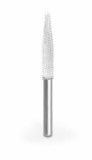 Raspel conic subtire lung 3,2 mm, coada 3,2mm, Granulatie Saburr Foarte FINA - Alba