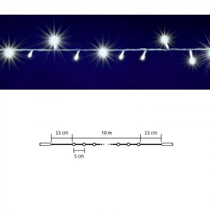 Ghirlanda luminoasa, 200 led-uri, legare in serie, 10 metri, ip44 sursa lumina