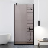 Paravan dus walk-in Aqua Roy Black, model Supreme negru, sticla 8 mm bronz, securizata, anticalcar, 90x195 cm