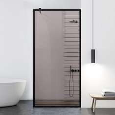 Paravan dus walk-in Aqua Roy Black, model Supreme negru, sticla 8 mm bronz, securizata, anticalcar, 70x195 cm