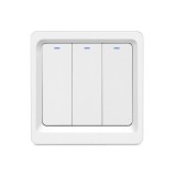 Intrerupator Smart Techstar&reg;, Wireless 2.4GHz, Button cu Revenire, Design Classic, Iluminare LED, 3 Faze, cu NUL, Alb