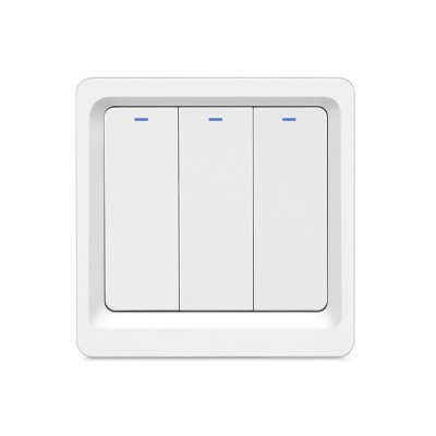 Intrerupator Smart Techstar&amp;reg;, Wireless 2.4GHz, Button cu Revenire, Design Classic, Iluminare LED, 3 Faze, cu NUL, Alb foto