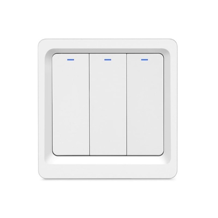 Intrerupator Smart Techstar&reg;, Wireless 2.4GHz, Button cu Revenire, Design Classic, Iluminare LED, 3 Faze, cu NUL, Alb