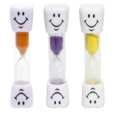 Cumpara ieftin Set 3 clepsidre pentru perierea dintilor, 3 minute, 10 x 2.5 cm, portocaliu mov galben