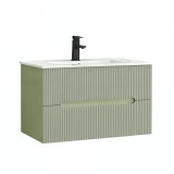 Trent 80 mobilier de baie inferior cu chiuvetă ceramică (2 sertare) verde fistic-verde măsline
