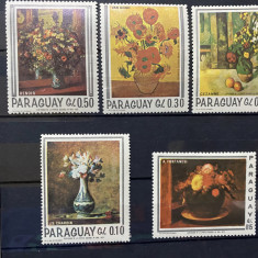 PC114 - Paraguay 1967 Pictura Flori, serie MNH, 5v