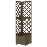 Cumpara ieftin Jardiniera colt cu spalier, gri, 40x40x150 cm, lemn masiv brad