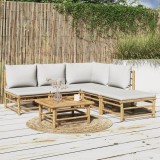 VidaXL Set mobilier de grădină cu perne gri deschis, 6 piese, bambus