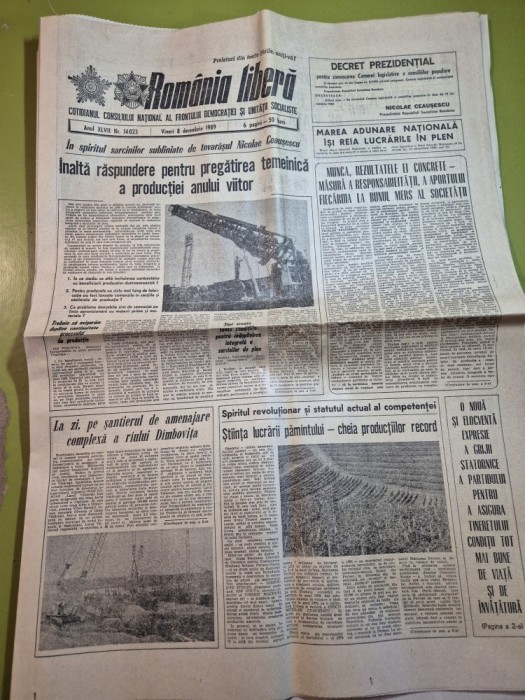ziarul romania libera 8 decembrie 1989 - santierul de amenajare a raului dambovita