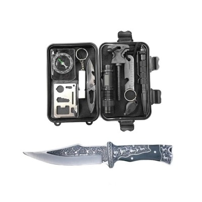 Kit supravietuire 14 piese, drumetii, camping, pescuit, outdoor, vanatoare foto