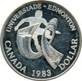 Canada 1 Dollar 1983 (University Games) Argint 23.33 g/500, Aoc1 KM-138 UNC !!! foto