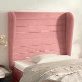 VidaXL Tăblie de pat cu aripioare, roz, 103x23x118/128 cm, catifea