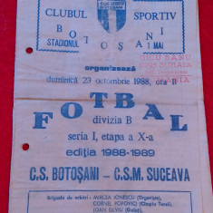 Program meci fotbal CS BOTOSANI - CSM SUCEAVA (23.10.1988)