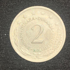 Moneda 2 dinari 1974 Iugoslavia