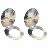 vidaXL Scaune WC, capac silențios, 2 buc., MDF, model plajă 3056416