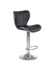 Scaun de bar HM H69, Piele ecologica, Inaltime ajustabila, Suport picioare, Cu spatar, Rotativ, 90 kg, Negru