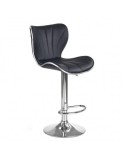 Scaun de bar HM H69, Piele ecologica, Inaltime ajustabila, Suport picioare, Cu spatar, Rotativ, 90 kg, Negru