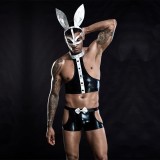 Costumatie Sexy Bunny Boy, 3 Piese, Negru, S/M