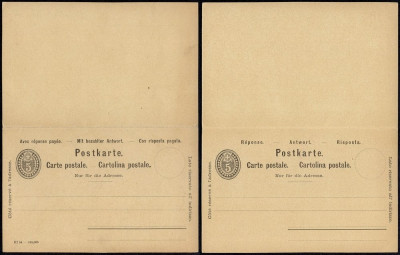 Switzerland - Postal History Rare Old Postal stationery + Reply UNUSED DB.122 foto