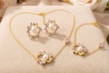 Cumpara ieftin Set Bijuterii din Argint 925 Placat cu Aur cu Perle si Cristale Multicolore