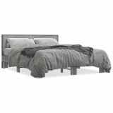 VidaXL Cadru de pat, gri sonoma, 150x200 cm, lemn prelucrat și metal 3280100