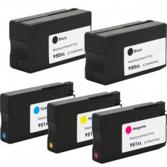 Set 5 cartuse compatibile HP 950XL Black, HP 951XL Cyan, Magenta, Yellow