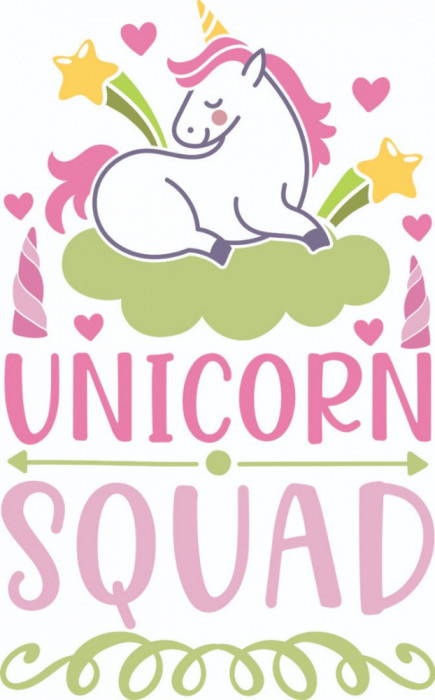 Sticker decorativ, Unicorn Squad , Multicolor, 85 cm, 4855ST
