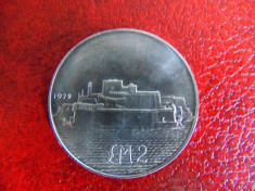 Moneda argint 2 Lire malta 1972 foto