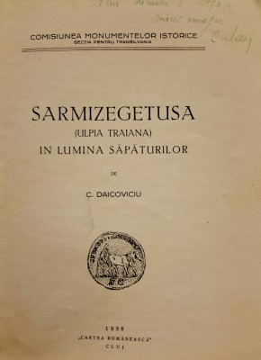 Autograf CONSTANTIN DAICOVICIU,pe: SARMISEGETUSA, Cluj, 1938 foto