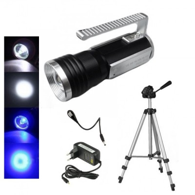 Lanterna LED 8W Alb Albastru cu Zoom si Trepied 220V S33 foto